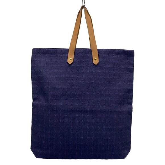 Auth HERMES Amedaba GM - Purple Light Brown Cotton Leather None Tote Bag - Picture 1 of 15